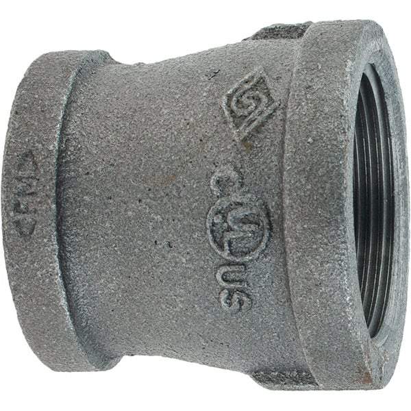 Value Collection - Size 1-1/2 x 1-1/4", Class 150, Malleable Iron Black Pipe Reducing Coupling - 150 psi, Threaded End Connection - Eagle Tool & Supply