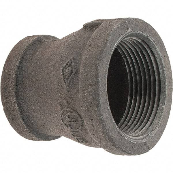 Value Collection - Size 1-1/4 x 1", Class 150, Malleable Iron Black Pipe Reducing Coupling - 150 psi, Threaded End Connection - Eagle Tool & Supply