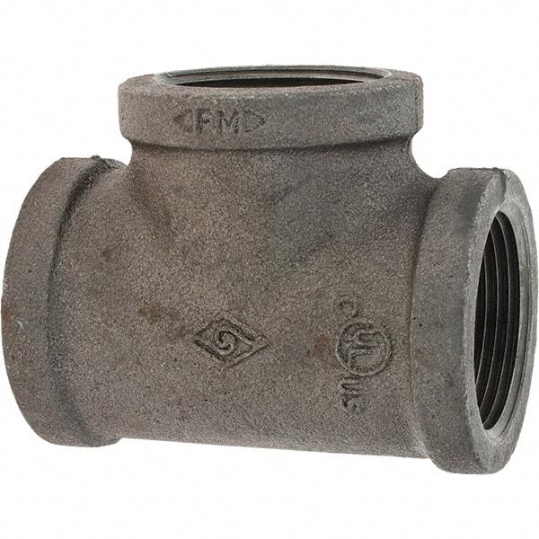 Value Collection - Size 1-1/4", Class 150, Malleable Iron Black Pipe Tee - 150 psi, Threaded End Connection - Eagle Tool & Supply