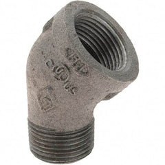 Value Collection - Size 3/4", Class 150, Malleable Iron Black Pipe 45° Street Elbow - 150 psi, Threaded End Connection - Eagle Tool & Supply