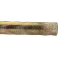 Value Collection - 1-1/4-12 UNF (Fine), 3' Long, Low Carbon Steel Threaded Rod - Yellow Zinc-Plated Finish - Eagle Tool & Supply