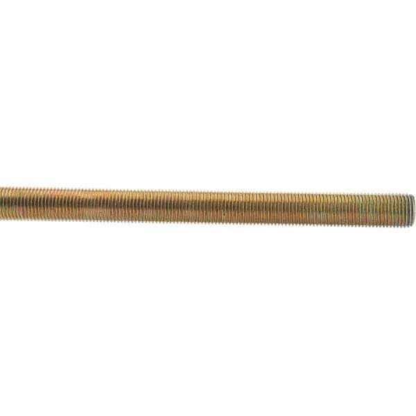 Value Collection - 1/2-20 UNF (Fine), 3' Long, Low Carbon Steel Threaded Rod - Yellow Zinc-Plated Finish - Eagle Tool & Supply