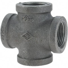 Value Collection - Size 1", Class 150, Malleable Iron Black Pipe Cross - 150 psi, Threaded End Connection - Eagle Tool & Supply