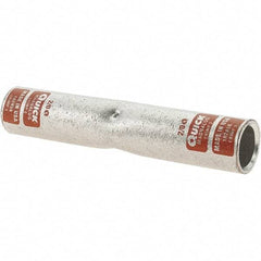 Made in USA - 2/0 AWG Compatible, Noninsulated, Crimp-On Butt Splice Terminal - 2 Wire Entries, Copper Contacts, Tin Contact Plating - Eagle Tool & Supply