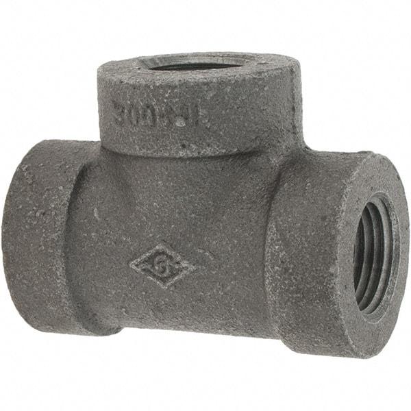 Value Collection - Size 1/2", Class 300, Malleable Iron Black Pipe Tee - 300 psi, Threaded End Connection - Eagle Tool & Supply
