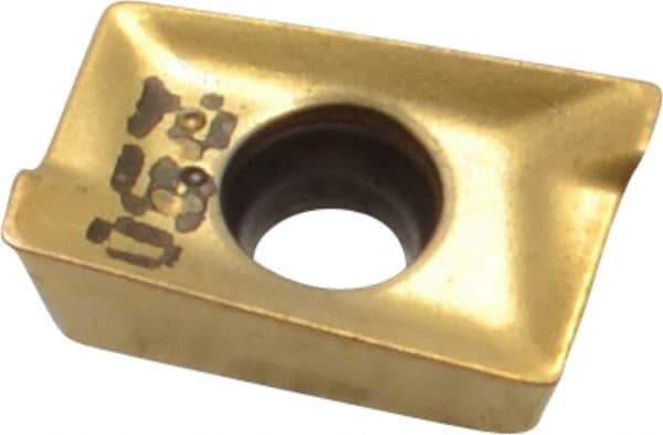 Iscar - APKT1003 RM Grade IC250 Carbide Milling Insert - TiCN/TiN Finish, 0.1366" Thick, 0.5mm Corner Radius - Eagle Tool & Supply