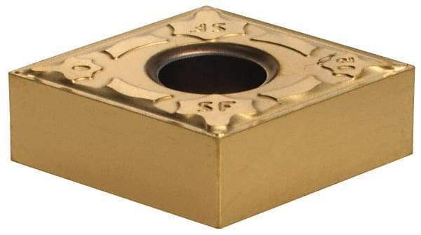 Iscar - CNMG430 SF Grade IC520N Cermet Turning Insert - TiCN/TiN Finish, 80° Diamond, 1/2" Inscr Circle, 3/16" Thick, 0.0079" Corner Radius - Eagle Tool & Supply