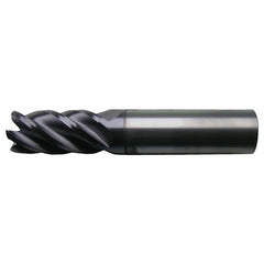 3/8″ × 3/8″ × 5/8″ × 2″ RHS / RHC Solid Carbide 5-Flute High-Performance End Mill for Ferrous Materials - Bright - Exact Industrial Supply