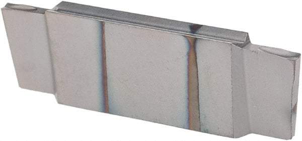 Iscar - DGR J IC328 Grade, 0.0394" Cutting Width, Carbide Cutoff Insert - 8° Right Hand Lead Angle, 0.0028" Cnr Rad, TiCN Coated, Double End - Eagle Tool & Supply