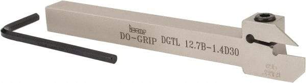 Iscar - 0.591" Max Depth of Cut, 0.055" Min Groove Width, 5-1/2" OAL, Left Hand Indexable Grooving Cutoff Toolholder - 1/2" Shank Height x 1/2" Shank Width, DG. 14.. Insert Style, DGT Toolholder Style, Series Do Grip - Eagle Tool & Supply