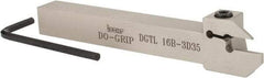 Iscar - 0.6299" Max Depth of Cut, 3mm Min Groove Width, 140mm OAL, Left Hand Indexable Grooving Cutoff Toolholder - 16mm Shank Height x 16mm Shank Width, DG. 1../DG. 3.. Insert Style, DGT Toolholder Style, Series Do Grip - Eagle Tool & Supply