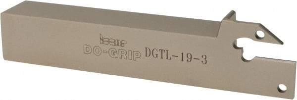 Iscar - 0.118" Min Groove Width, 4-1/2" OAL, Left Hand Indexable Grooving Cutoff Toolholder - 3/4" Shank Height x 3/4" Shank Width, DG. 1../DG. 3.. Insert Style, DGT Toolholder Style, Series Do Grip - Eagle Tool & Supply