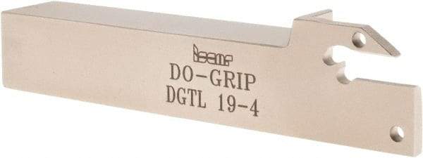 Iscar - External Thread, 1" Max Depth of Cut, 0.157" Min Groove Width, 4-1/2" OAL, Left Hand Indexable Grooving Cutoff Toolholder - 3/4" Shank Height x 3/4" Shank Width, DG.. Insert Style, DGT Toolholder Style, Series Do-Grip - Eagle Tool & Supply