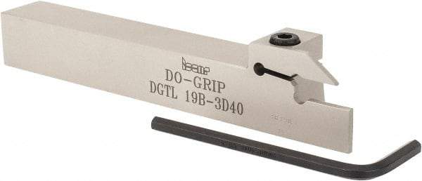 Iscar - External Thread, 0.787" Max Depth of Cut, 0.118" Min Groove Width, 5-1/2" OAL, Left Hand Indexable Grooving Cutoff Toolholder - 3/4" Shank Height x 3/4" Shank Width, DG. 1../DG. 3.. Insert Style, DGT Toolholder Style, Series Do Grip - Eagle Tool & Supply