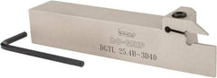 Iscar - 0.787" Max Depth of Cut, 0.118" Min Groove Width, 5-1/2" OAL, Left Hand Indexable Grooving Cutoff Toolholder - 1" Shank Height x 1" Shank Width, DG. 1../DG. 3.. Insert Style, DGT Toolholder Style, Series Do Grip - Eagle Tool & Supply