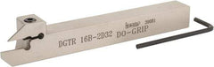 Iscar - 0.6299" Max Depth of Cut, 1.9mm Min Groove Width, 140mm OAL, Right Hand Indexable Grooving Cutoff Toolholder - 16mm Shank Height x 16mm Shank Width, DG. 1../DG. 2.. Insert Style, DGT Toolholder Style, Series Do Grip - Eagle Tool & Supply