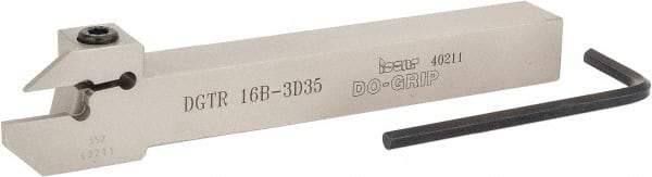 Iscar - 0.6299" Max Depth of Cut, 3mm Min Groove Width, 140mm OAL, Right Hand Indexable Grooving Cutoff Toolholder - 16mm Shank Height x 16mm Shank Width, DG. 1../DG. 3.. Insert Style, DGT Toolholder Style, Series Do Grip - Eagle Tool & Supply