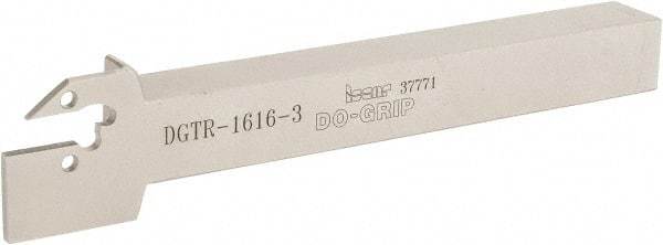 Iscar - 3mm Min Groove Width, 150mm OAL, Right Hand Indexable Grooving Cutoff Toolholder - 16mm Shank Height x 16mm Shank Width, DG. 1../DG. 3.. Insert Style, DGT Toolholder Style, Series Do Grip - Eagle Tool & Supply