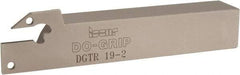 Iscar - 0.075" Min Groove Width, 4-1/2" OAL, Right Hand Indexable Grooving Cutoff Toolholder - 3/4" Shank Height x 3/4" Shank Width, DG. 1../DG. 2.. Insert Style, DGT Toolholder Style, Series Do Grip - Eagle Tool & Supply