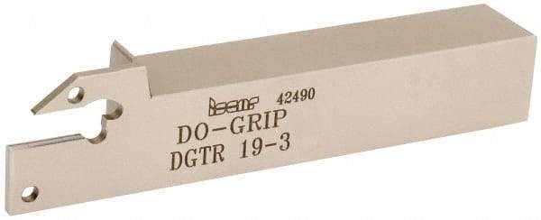 Iscar - 0.118" Min Groove Width, 4-1/2" OAL, Right Hand Indexable Grooving Cutoff Toolholder - 3/4" Shank Height x 3/4" Shank Width, DG. 1../DG. 3.. Insert Style, DGT Toolholder Style, Series Do Grip - Eagle Tool & Supply