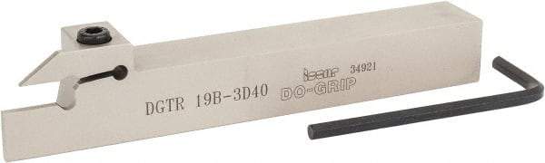 Iscar - 0.787" Max Depth of Cut, 0.118" Min Groove Width, 5-1/2" OAL, Right Hand Indexable Grooving Cutoff Toolholder - 3/4" Shank Height x 3/4" Shank Width, DG. 1../DG. 3.. Insert Style, DGT Toolholder Style, Series Do Grip - Eagle Tool & Supply