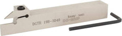 Iscar - 0.787" Max Depth of Cut, 0.118" Min Groove Width, 5-1/2" OAL, Right Hand Indexable Grooving Cutoff Toolholder - 3/4" Shank Height x 3/4" Shank Width, DG. 1../DG. 3.. Insert Style, DGT Toolholder Style, Series Do Grip - Eagle Tool & Supply