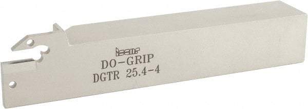 Iscar - 0.157" Min Groove Width, 6" OAL, Right Hand Indexable Grooving Cutoff Toolholder - 1" Shank Height x 1" Shank Width, DG. 4../GRIP 4.. Insert Style, DGT Toolholder Style, Series Do Grip - Eagle Tool & Supply