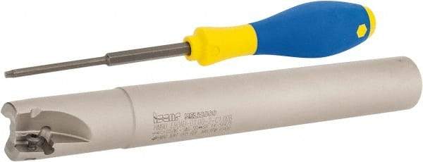 Iscar - 1" Cut Diam, 0.56" Max Depth of Cut, 1" Shank Diam, 7.87" OAL, Indexable Square Shoulder End Mill - AD..1505.., HM90 AD..1505 Inserts, Cylindrical Shank, 90° Lead Angle, Series Heli2000 - Eagle Tool & Supply