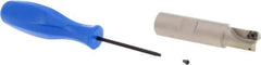 Iscar - 9/16" Cut Diam, 0.22" Max Depth of Cut, 5/8" Shank Diam, 2-3/4" OAL, Indexable Square Shoulder End Mill - Weldon Shank, 90° Lead Angle, Series Heliquad - Eagle Tool & Supply