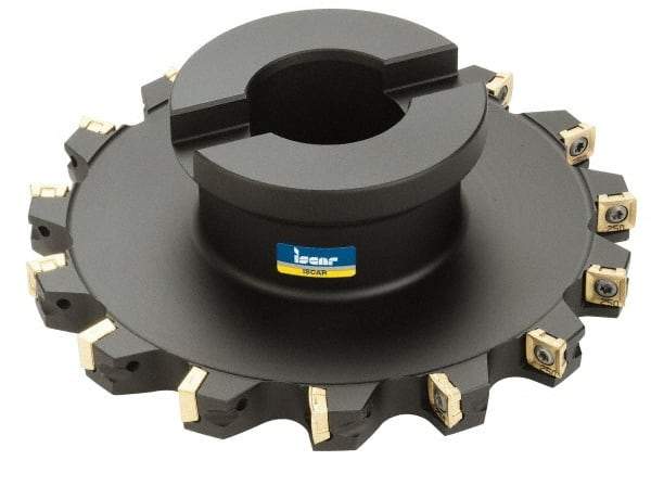 Iscar - Shell Mount B Connection, 0.37" Cutting Width, 1.07" Depth of Cut, 4" Cutter Diam, 1" Hole Diam, 11 Tooth Indexable Slotting Cutter - FST Toolholder, Q/X/SPMT 100408PDTN Insert - Eagle Tool & Supply