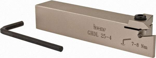 Iscar - GHD, External, Left Hand, 10mm Max Depth of Cut, 4 to 5mm Groove Width, Indexable Grooving Tool Holder - GI.. Insert Compatibility, 25mm Shank Height, 25mm Shank Width, 135mm OAL - Eagle Tool & Supply