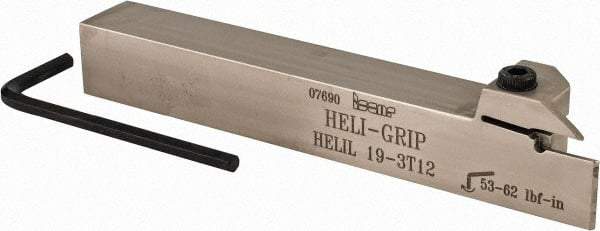 Iscar - HELI, External, Left Hand, 0.47" Max Depth of Cut, 0.118 to 1/8" Groove Width, Indexable Grooving Tool Holder - 3/4" Shank Height, 3/4" Shank Width, 5-1/2" OAL - Eagle Tool & Supply