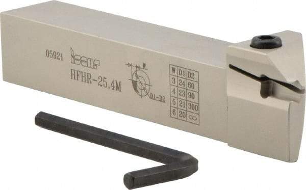 Iscar - HFH, Internal or External, Right Hand, 0.209" Max Depth of Cut, 0.118 to 0.236" Groove Width, Indexable Grooving Tool Holder - HFPR Insert Compatibility, 1" Shank Height, 1" Shank Width, 6" OAL - Eagle Tool & Supply