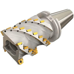 Iscar - 3.94" Cut Diam, 4.13" Max Depth of Cut, Indexable Square Shoulder Helical End Mill - CAT 50 Taper Shank, 90° Lead Angle, Series Heliquad - Eagle Tool & Supply