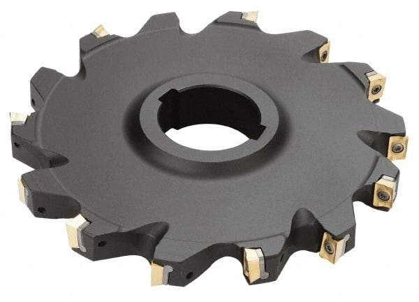 Iscar - Arbor Hole Connection, 1/2" Cutting Width, 1.31" Depth of Cut, 5" Cutter Diam, 1-1/2" Hole Diam, 12 Tooth Indexable Slotting Cutter - SDN Toolholder, QPMT PDTN Insert - Eagle Tool & Supply