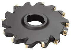 Iscar - Arbor Hole Connection, 0.62" Cutting Width, 1.81" Depth of Cut, 6" Cutter Diam, 1-1/2" Hole Diam, 14 Tooth Indexable Slotting Cutter - SDN Toolholder, QPMT PDTN Insert - Eagle Tool & Supply