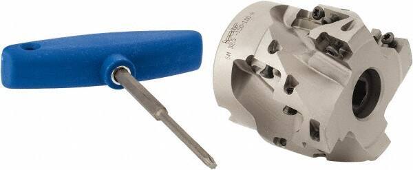 Iscar - 12 Inserts, 2-1/2" Cut Diam, 1" Arbor Diam, 1-1/2" Max Depth of Cut, Indexable Square-Shoulder Face Mill - 0/90° Lead Angle, 2.38" High, AD..1505.. & HM90 AD..1505.. Insert Compatibility, Series SM - Eagle Tool & Supply