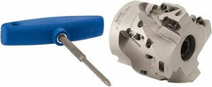 Iscar - 12 Inserts, 2-1/2" Cut Diam, 1" Arbor Diam, 1-1/2" Max Depth of Cut, Indexable Square-Shoulder Face Mill - 0/90° Lead Angle, 2.38" High, AD..1505.. & HM90 AD..1505.. Insert Compatibility, Series SM - Eagle Tool & Supply