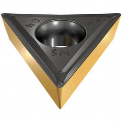 Iscar - TCMT3-1 SM Grade IC570 Carbide Turning Insert - TiCN/TiN Finish, 60° Triangle, 3/8" Inscr Circle, 5/32" Thick, 1/64" Corner Radius - Eagle Tool & Supply