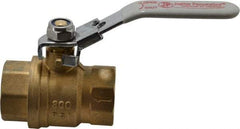 Value Collection - 1" Pipe, Full Port, Brass Full Port Ball Valve - Inline - One Way Flow, FNPT x FNPT Ends, Locking Lever Handle, 300 WOG, 150 WSP - Eagle Tool & Supply
