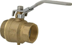Value Collection - 1-1/2" Pipe, Full Port, Brass Full Port Ball Valve - Inline - One Way Flow, FNPT x FNPT Ends, Locking Lever Handle, 200 WOG, 150 WSP - Eagle Tool & Supply