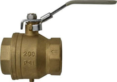 Value Collection - 2" Pipe, Full Port, Brass Full Port Ball Valve - Inline - One Way Flow, FNPT x FNPT Ends, Locking Lever Handle, 200 WOG, 150 WSP - Eagle Tool & Supply
