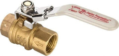 Value Collection - 1/2" Pipe, Full Port, Brass Full Port Ball Valve - Inline - One Way Flow, FNPT x FNPT Ends, Locking Lever Handle, 300 WOG, 150 WSP - Eagle Tool & Supply