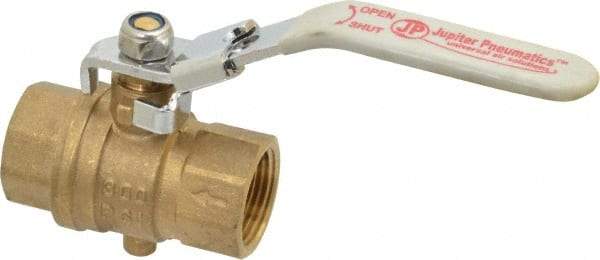 Value Collection - 3/4" Pipe, Full Port, Brass Full Port Ball Valve - Inline - One Way Flow, FNPT x FNPT Ends, Locking Lever Handle, 300 WOG, 150 WSP - Eagle Tool & Supply