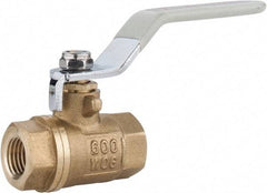 Value Collection - 1/4" Pipe, Full Port, Brass Full Port Ball Valve - Inline - Two Way Flow, FNPT x FNPT Ends, Lever Handle, 600 WOG, 150 WSP - Eagle Tool & Supply