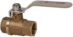 Value Collection - 1/2" Pipe, Full Port, Brass Full Port Ball Valve - Inline - Two Way Flow, FNPT x FNPT Ends, Lever Handle, 600 WOG, 150 WSP - Eagle Tool & Supply