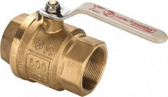 Value Collection - 2" Pipe, Full Port, Brass UL Listed Ball Valve - Inline - Two Way Flow, FNPT x FNPT Ends, Lever Handle, 600 WOG, 150 WSP - Eagle Tool & Supply