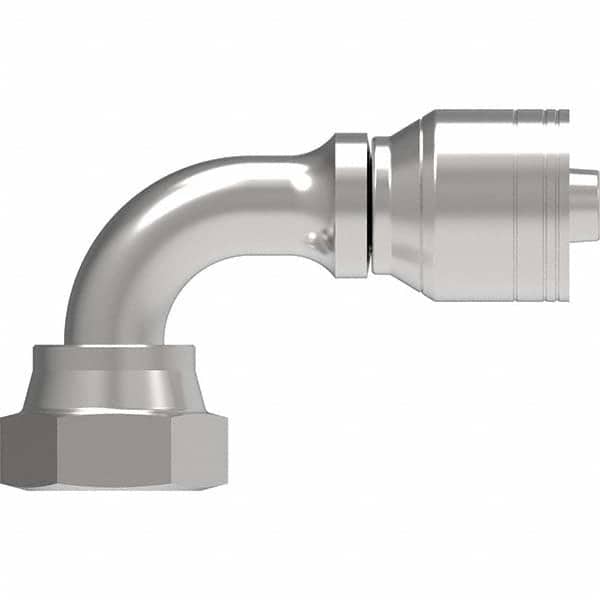 Eaton - Hydraulic Hose Fittings & Couplings Type: Female ORS Swivel Short Drop 90 Elbow Hose Diameter: 1 (Inch) - Eagle Tool & Supply