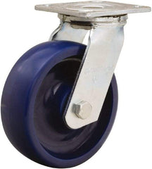 Hamilton - 6" Diam x 2" Wide x 7-1/2" OAH Top Plate Mount Swivel Caster - Polyurethane, 900 Lb Capacity, Sealed Precision Ball Bearing, 4 x 4-1/2" Plate - Eagle Tool & Supply