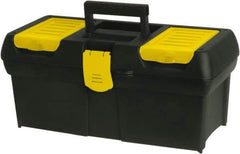 Stanley - 4 Compartment 1 Tray Tool Box - 15-3/4" Wide x 7-1/2" Deep x 7-1/8" High, Polypropylene, Black/Yellow - Eagle Tool & Supply